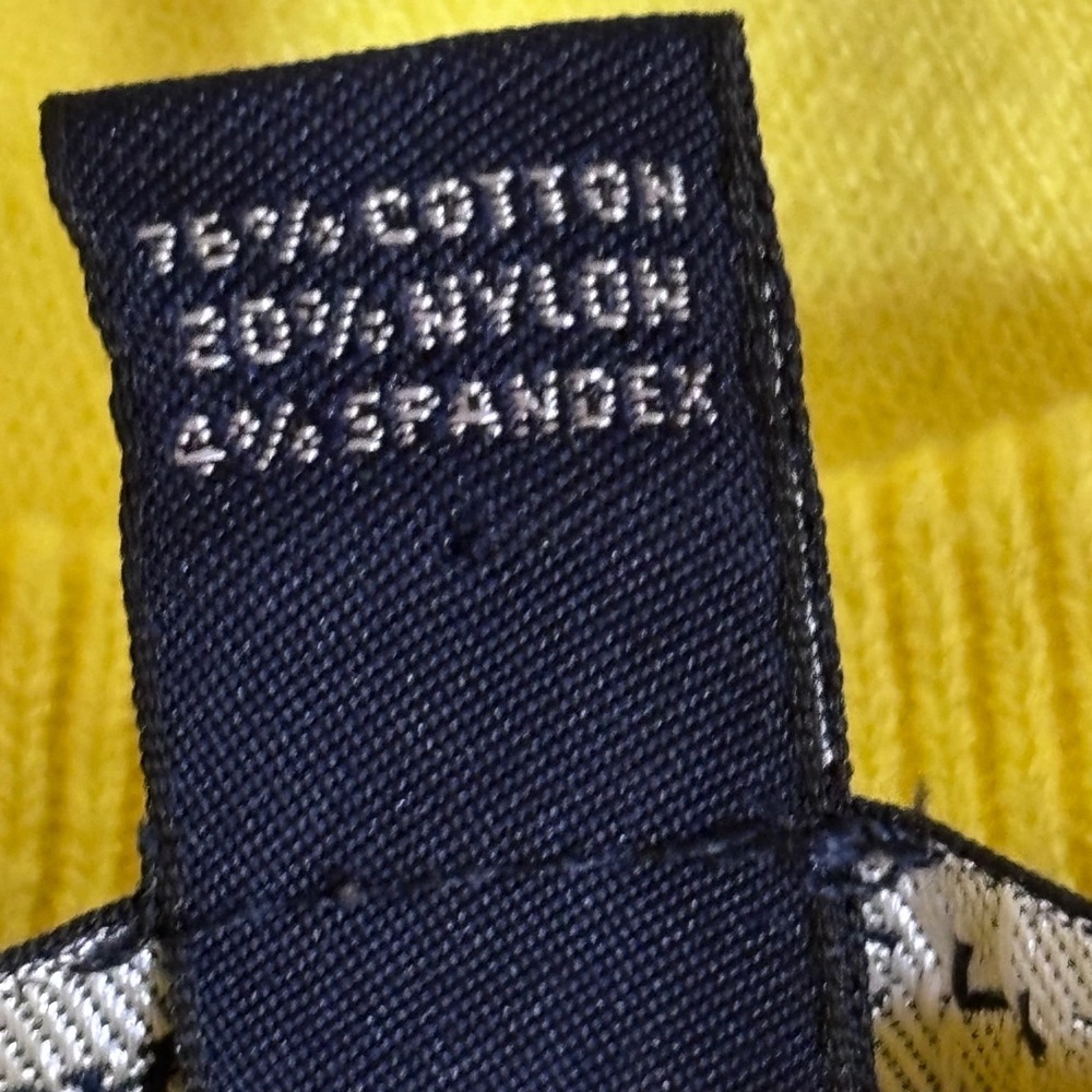Lands End L Yellow Cardigan Cotton Blend Scandi Copenhagen Dopamine Prep Coastal - Picture 4 of 6